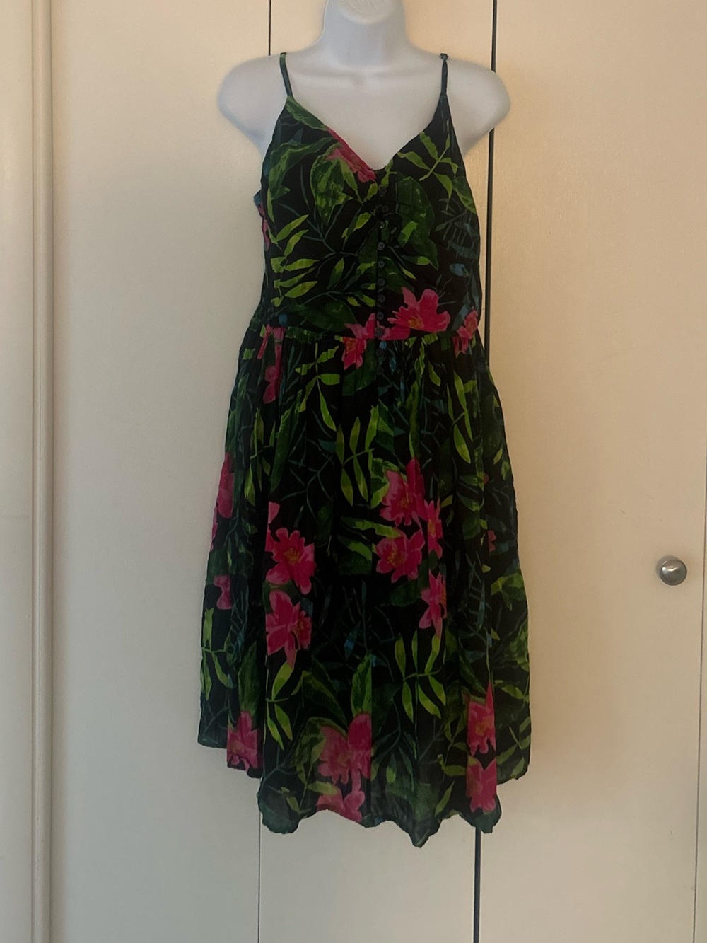 Chaudry floral Cotton adjustable spaghetti strap sundress M